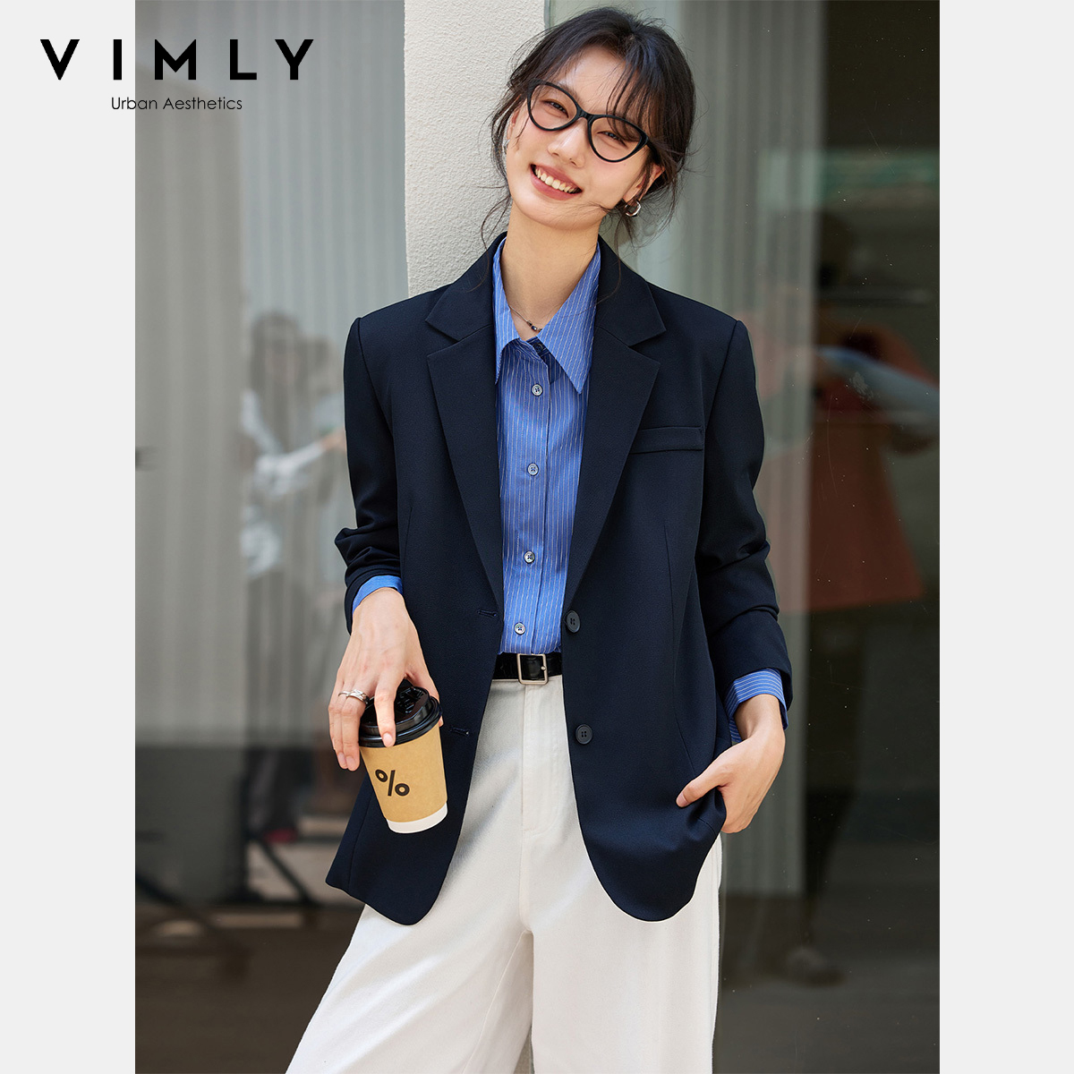 Winter Clothing Trends 2026 - VIMLY Marineblauwe damesjassen Herfst 2026 Oversize