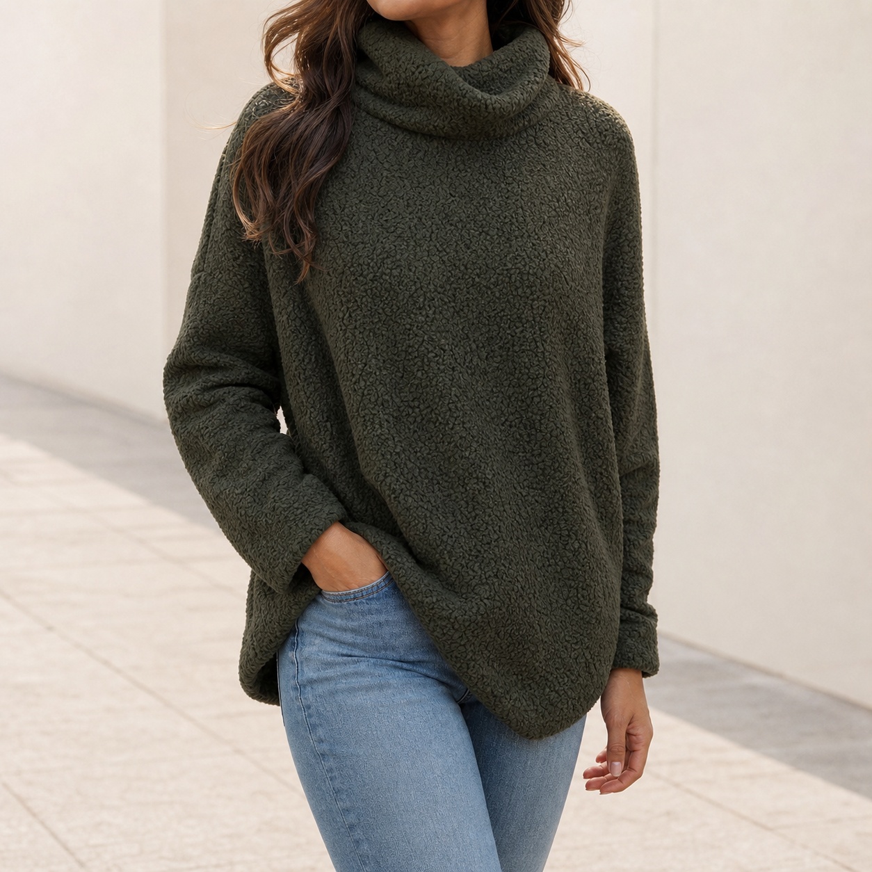 Winter Clothing On Sale Women'S - Dames wintertrui met col, oversized, dikke