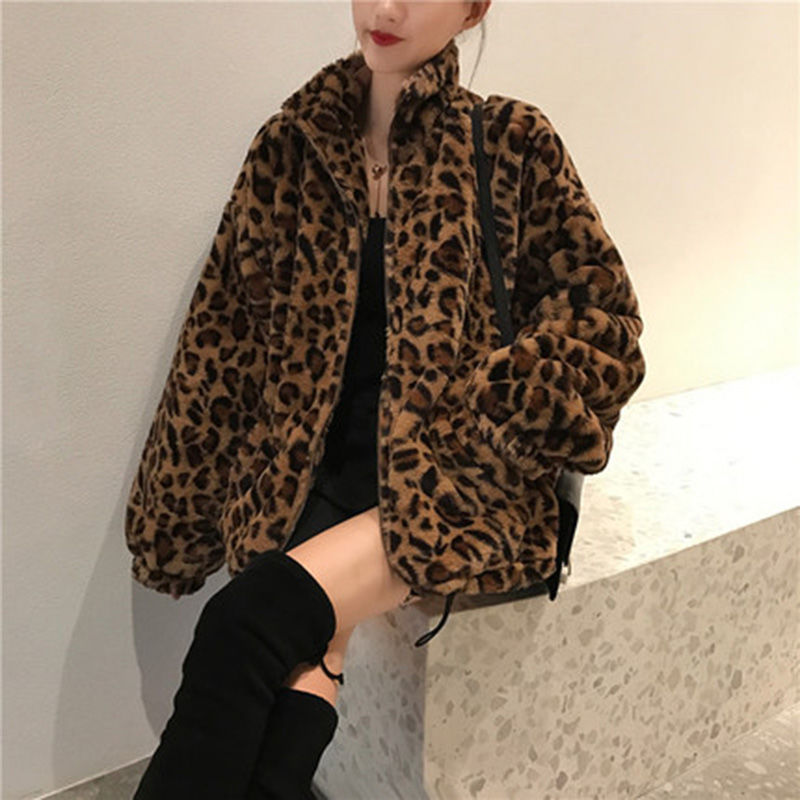 Winter Clothing Trends 2026 - Winter Luipaardprint Jas Dames Opstaande Kraag